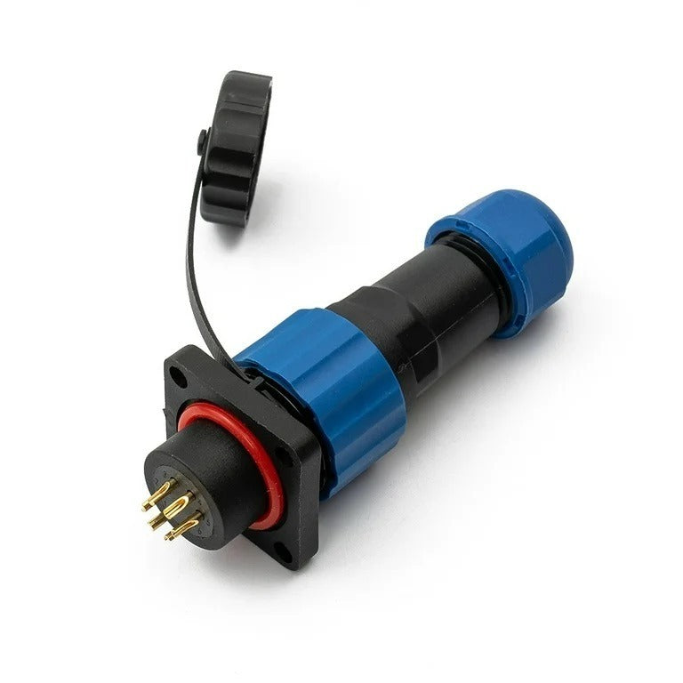 Male + chassis square base - 24V - waterdichte connector - 6 aderig - IP68 Male + chassis square base - 24V - waterdichte connector - 6 aderig - IP68